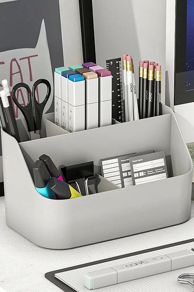 BRAMBLE LIFE 5 Compartment Makeup Organizer - Jewelry Cosmetic Accessory Organizer Storage Box Gray