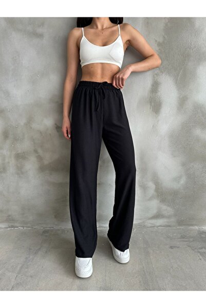 yg ydn giyim Black Women's Tracksuit and Trousers - Elastic Waist, Straight Leg