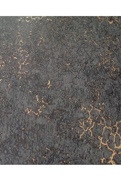 Oskar Antrasit Zemin Üzerine Gold Damarlı Hafif Kabartmalı Duvar Kağıdı(16m2)