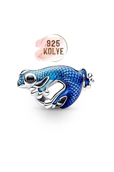 925KOLYE Mavi Kertenkele Charm 925 Ayar Gümüş