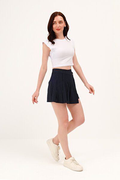 GaiaCollection Lacivert Çizgili Şort Etek