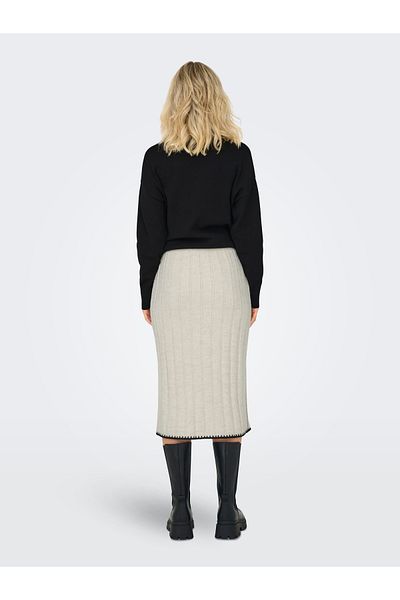 ONLY High Waist EmbroideredMidiKnitwear Skirt - Side Slit