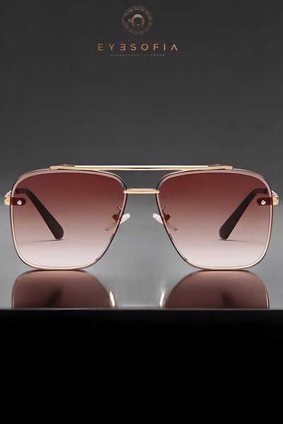 Eyesofia Dika Crystal Lath Brown Unisex Luxury Sunglasses