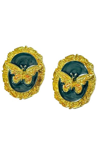 TAKIŞTIR Gold Color Butterfly Detailed Metal Earrings (Pair)