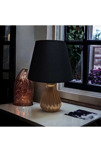 ariana sytle Ceramic Gold Black Modern Lampshade - Begüm