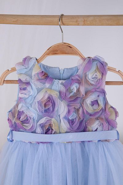WECAN EXCLUSİVE Flower Detailed Tulle Baby Girl Eid Evening Dress Special Day Birthday Wedding Dress Gown 22320