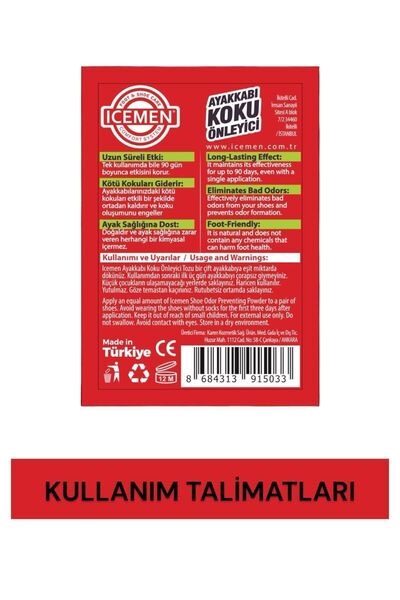 Icemen Ayakkabı Koku Giderici Toz Ayak Bakım Koku Önleyici 5 Adet