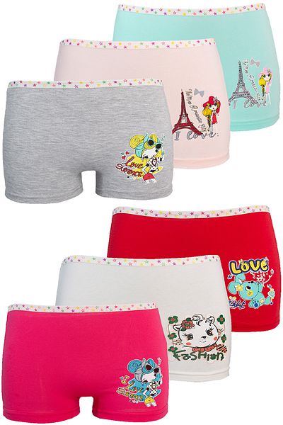 Stars Underwear Set de 6 boxeri din bumbac imprimat de calitate premium pentru fete