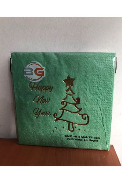 AKTEZ-EL Heppy Green Tree Patterned Paper - Napkin with Leaf, 33x33 Cm, 16 Pieces