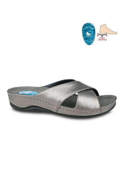 Ceyo 9946-1 Papuci confort pentru femei de culoare platină pentru pinteni călcâi