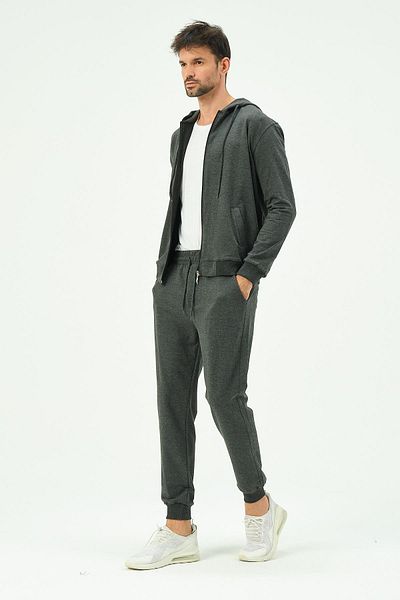 C&City Ανδρική φόρμα 8702 Anthracite με κουκούλα, φερμουάρ μπροστά και με μανσέτες