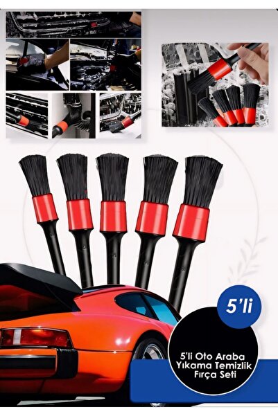 Mi-ÇA HOME Araba Oto Araç Detaylı Temizlik Fırça Seti 5'li Oto Araba Yıkama K...