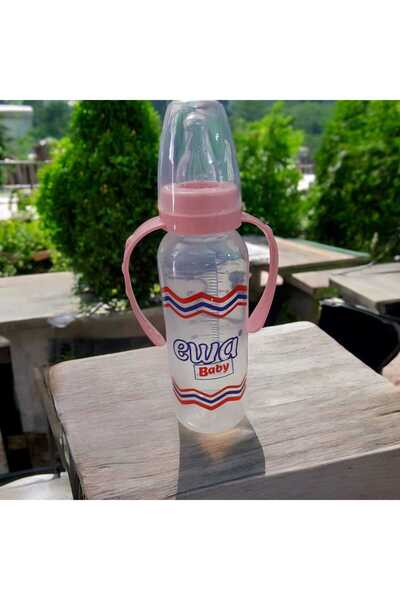ÇEÇEN HOME Şeffaf Silikon Uçlu Tutmalı Plastik Biberon Pembe 250 Cc