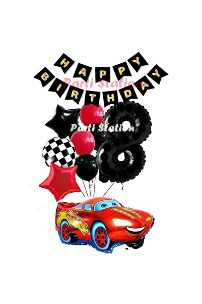 Parti Station سيارة سباق لايتنينج ماكوين بعمر 8 سنوات - مجموعة بالونات عيد مي...