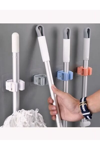 Mi-ÇA HOME حامل ممسحة ممسحة مثبت على الحائط 4 قطع/ حامل فرشاة تنظيف ممسحة ممس...