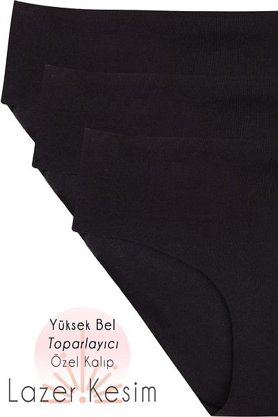 Love Fuchsia Underwear Μαύρο γυναικείο εσώρουχο Laser Cut - Συσκευασία των 3