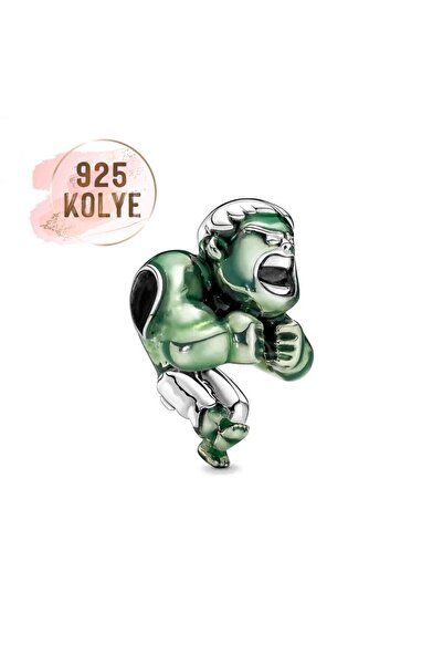 925KOLYE Marvel Avengers Hulk Yeşil Dev Adam Charm 925 Ayar Gümüş