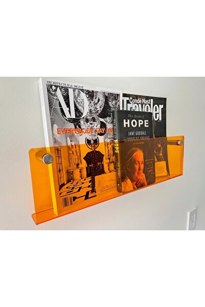 Trend Pleksi Dekoratif Kitap Rafı (Transparan Turuncu 50cm)