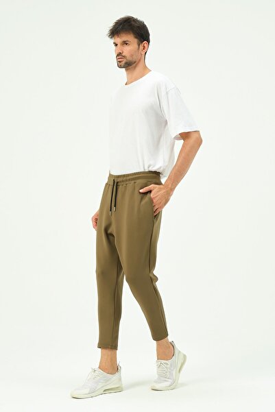 C&City Men's Loose Cut Straight Leg Sweatpants with Back Pocket 856 Khaki