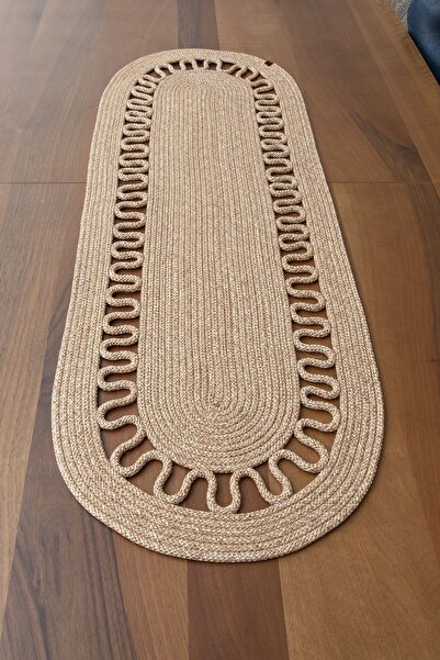 Genel Markalar Jüt Amerikan Servis El Yapımı Natural Örme Motifli Runner 35x1...