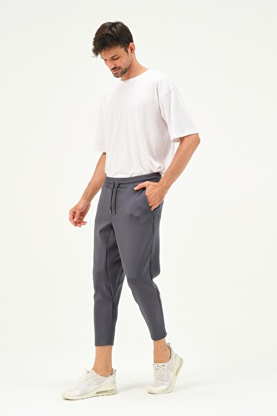 C&City Smoke Colored Men's Sweatpants - Straight Leg and Waist Detail 855