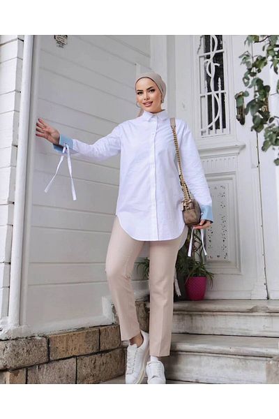 Nuha Boutique Nuha - Cămașă din popelin cu detaliu manșetă