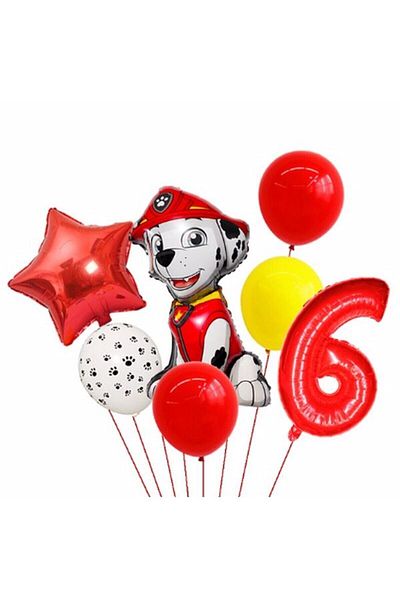 Parti Station Paw Petrol Pav Petrol Fire Department Dog Marshall 6 Year Old Balloon Concept Birthday Set Age Balloon Set