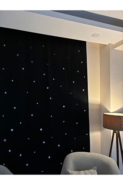 Star Yıldızlı Fon Perde (TÜLSÜZ) siyah
