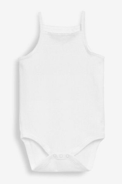 Next Baby بدلة أطفال بناتي مصنوعة من القطن بنسبة 100% بحزام حبل أبيض