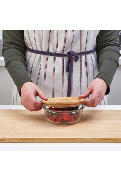 IKEA 365+ حاوية تخزين زجاجية من الخيزران 400 مل مع غطاء القطر: 14 سم الارتفاع...