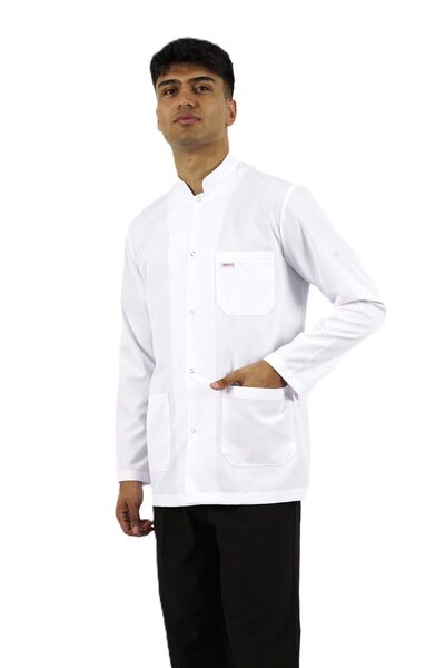 SEZA TEKSTİL Hakim Yaka Ceket Boy Beyaz Önlük Erkek Doktor Öğretmen Hemşire L...