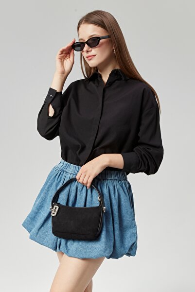 Morpelikan حقيبة كتف نسائية صغيرة من جلد الغزال - حزام سلسلة متقاطعة