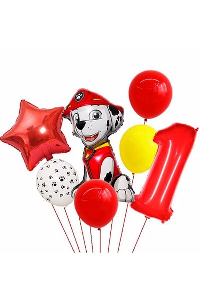 Parti Station Paw Petrol Pav Petrol Fire Department Dog Marshall 1 Year Old Balloon Concept Birthday Set Age Balloon Set