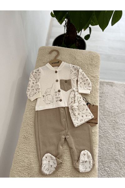 by bubbles Baby Jumpsuit - Beret Elephant Patterned