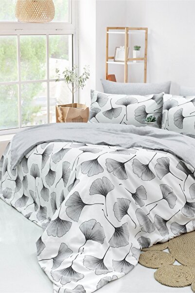 Mercury Tek Kişilik Pamuklu Nevresim Takımı Çarşafı Lastikli | Çift Taraflı Nevresim Yaprak Desen