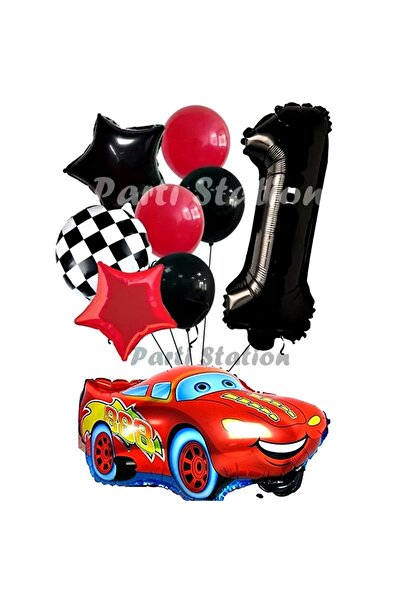 Parti Station Cars Şimşek Mcqueen Yarış Arabası Konsept 1 Yaş Balon Set Cars ...