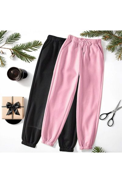 Fifty Color Ψηλόμεσο ελαστικό Winter Jogger Sweatpants Σετ 2 τεμαχίων