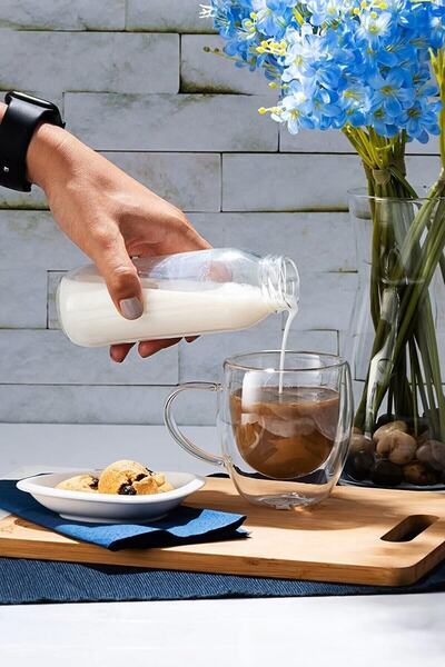 Tilbe Home 310 ml Espresso Coffee Cup - Double Sided, Borosilicate Handled Glass Cup Mug