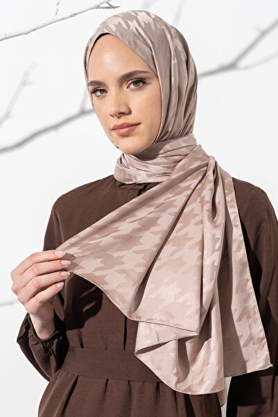 JAWEL Kadın Tesettür Jakarlı Büyük Desen Kazayağı Şal