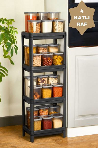 Carpekitchen 4-Tier Kitchen and Bathroom Organizer Shelf Unit Modular Shampoo Rack, Crisper, Cabinet