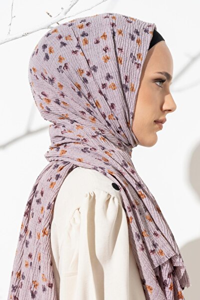 JAWEL Kadın Çiçek Desenli Kırışmaz Bürümcük Şal 190*80 Cm