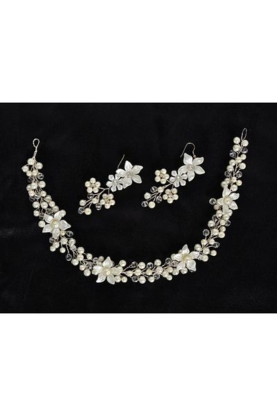 Yumak Dekor Grup Bridal Hair and Turban Accessory with Pearls and Stones [Wedding Nian Promise Henna Wedding Buckle T30
