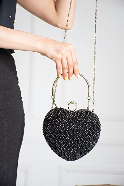 Çanta Trend Women's Evening Bag with Heart Pearls - 2 Straps
