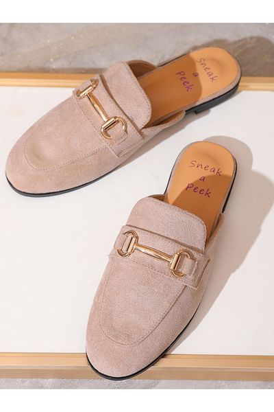 Sneak-a-Peek By Styli Metal Accent Slip On Mules