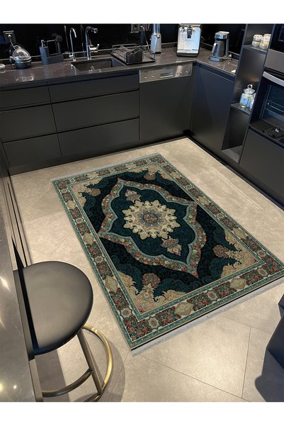 Rugs Modern Halı Blue Border Detailed Beige Green Detailed Patterned Antique ...