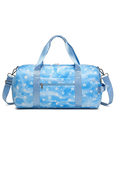 Go Veform Ayakkabı Bölmeli Rengarenk El Valizi ve Spor Çantası Mavi ESÇ892