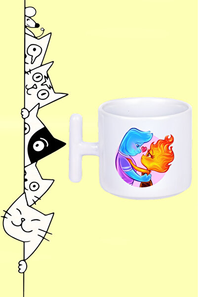 Genel Markalar SEVGİLİLER GÜNÜ ATEŞ VE SU TASARIM MİX 564 BASKILI BEYAZ T SAP...