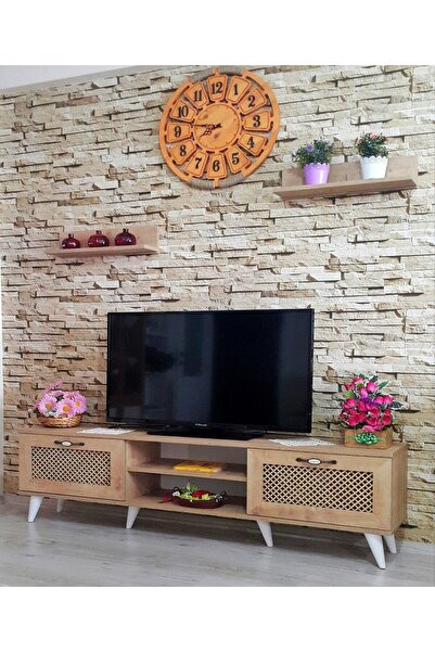 Mobilya Sepeti ( Ms 50 ) Tv Ünitesi Dolabı , Sehpası ,raflı , Meşe Seperatörlü
