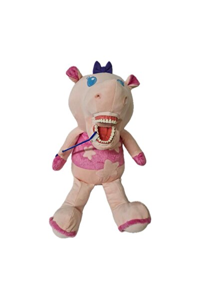 Pembe Hippopotamus Fantom Çene ile Diş Fırçalama Eğitim Modeli