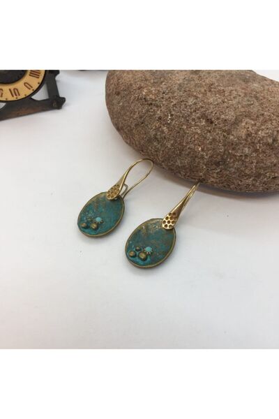 Porsuk Alternatif Etnik Antik Mavi Renk Küpe